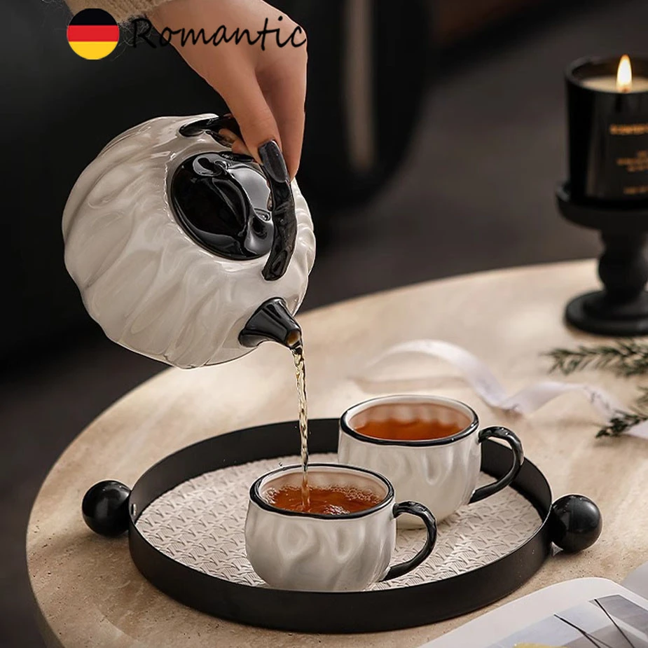 轻奢茶具复古结婚简约家用陶瓷水壶茶杯新居乔迁礼盒装情侣送人