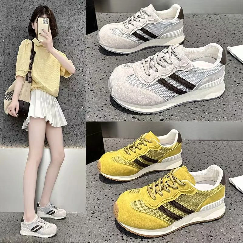 厚底阿甘鞋女2025夏季新款百搭透气网面防滑休闲平底跑步运动鞋