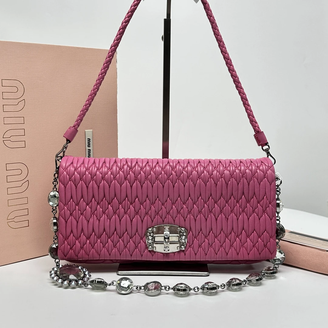 95新 MIU MIU/缪缪 思斯专属 MiuMiu粉单肩单肩包的 LM2459