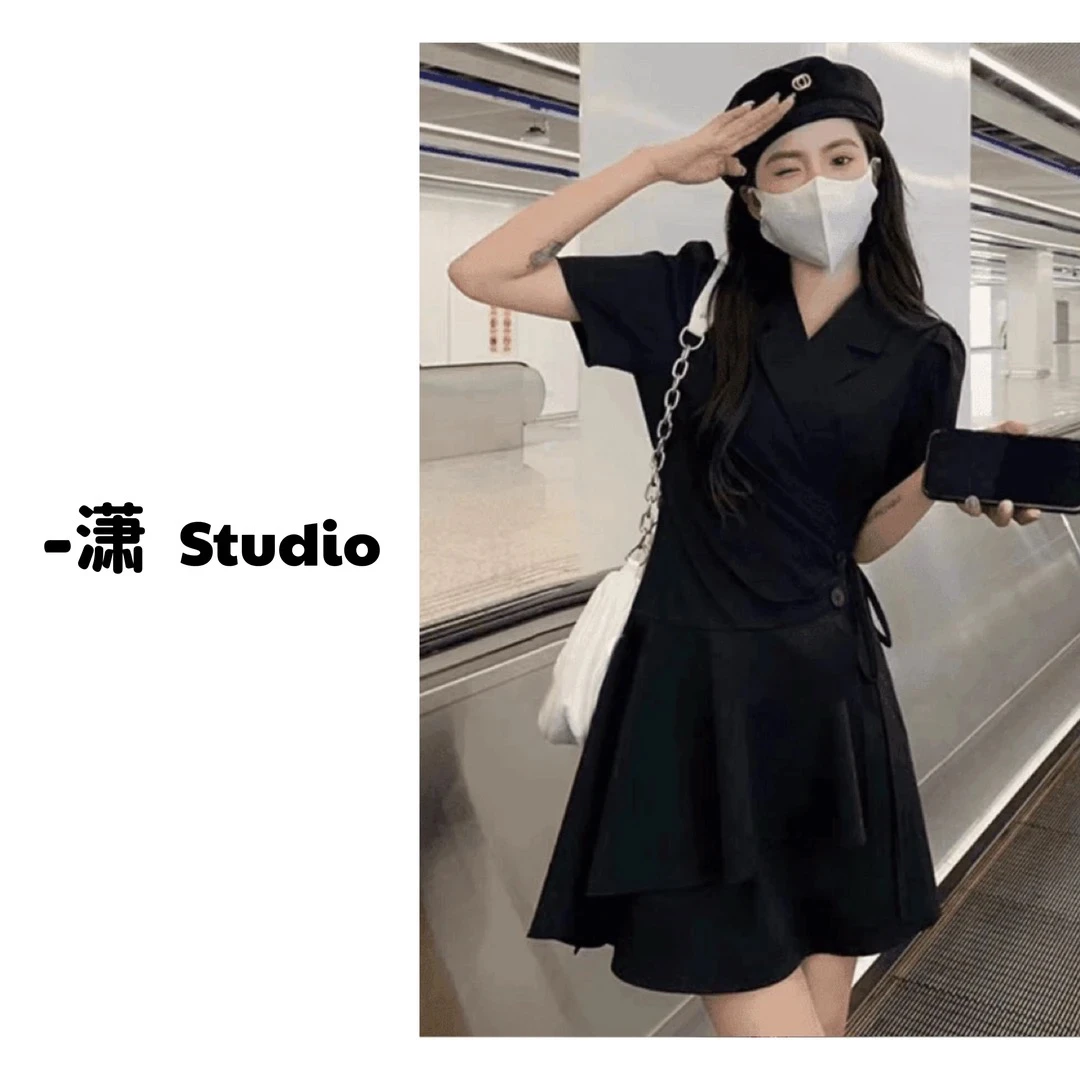 【25夏季小黑裙系列】韩版气质休闲款显瘦西服裙 6686