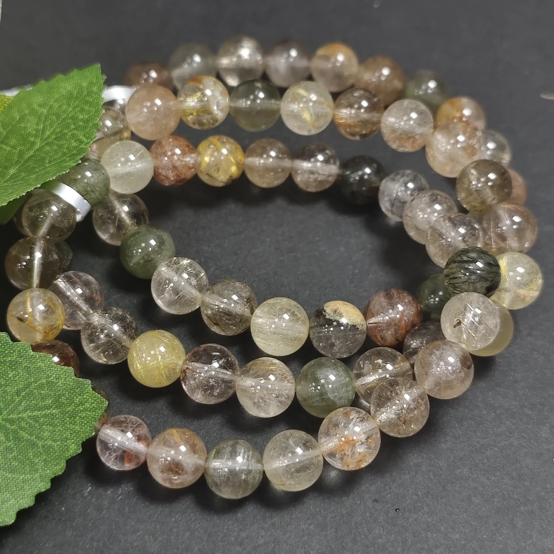 【书记甄选】天然彩发晶单圈手链 多样性发一件 约8mm 6650CK