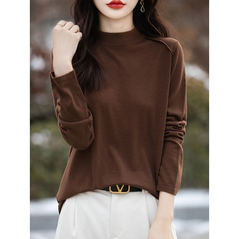 哥弟阿玛施正品2025秋冬女式半高领底衫新款内针织上衣西式大码女