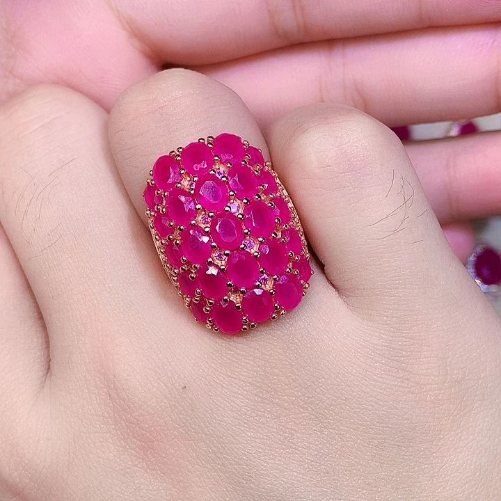 银S925镶嵌戒指红宝石