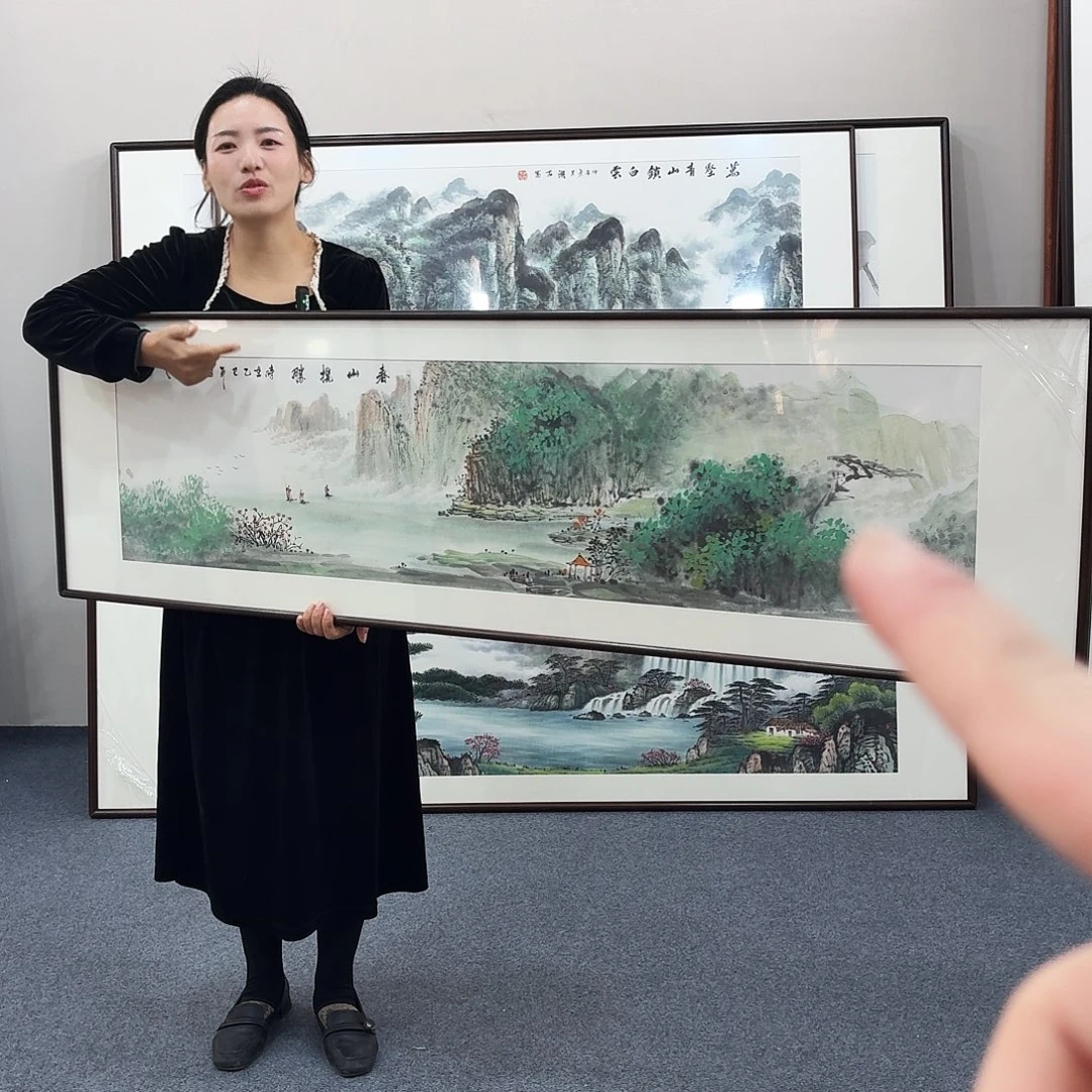 国画手绘作品160-45尺寸