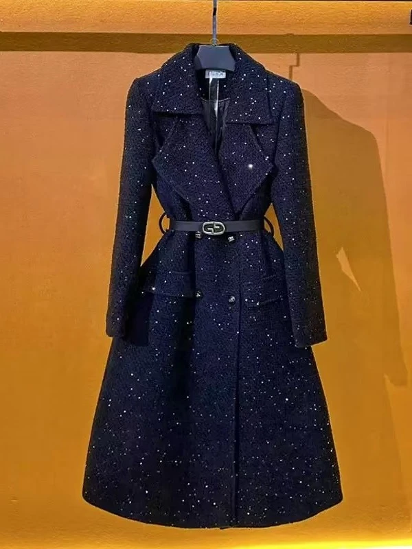 梦想服饰2024冬季高级气质保暖中长款外套显瘦时尚感轻奢5049