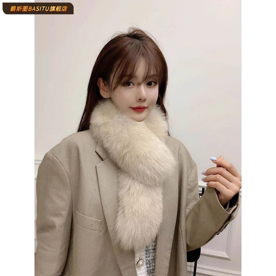 双面毛狐狸毛围巾女秋冬季毛领磁吸围脖仿皮草磁吸保暖狐狸毛围脖