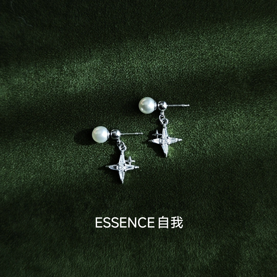 铜合金锆石耳饰 一款两戴耳饰八芒星耳钉2025新款爆款高级感耳钉