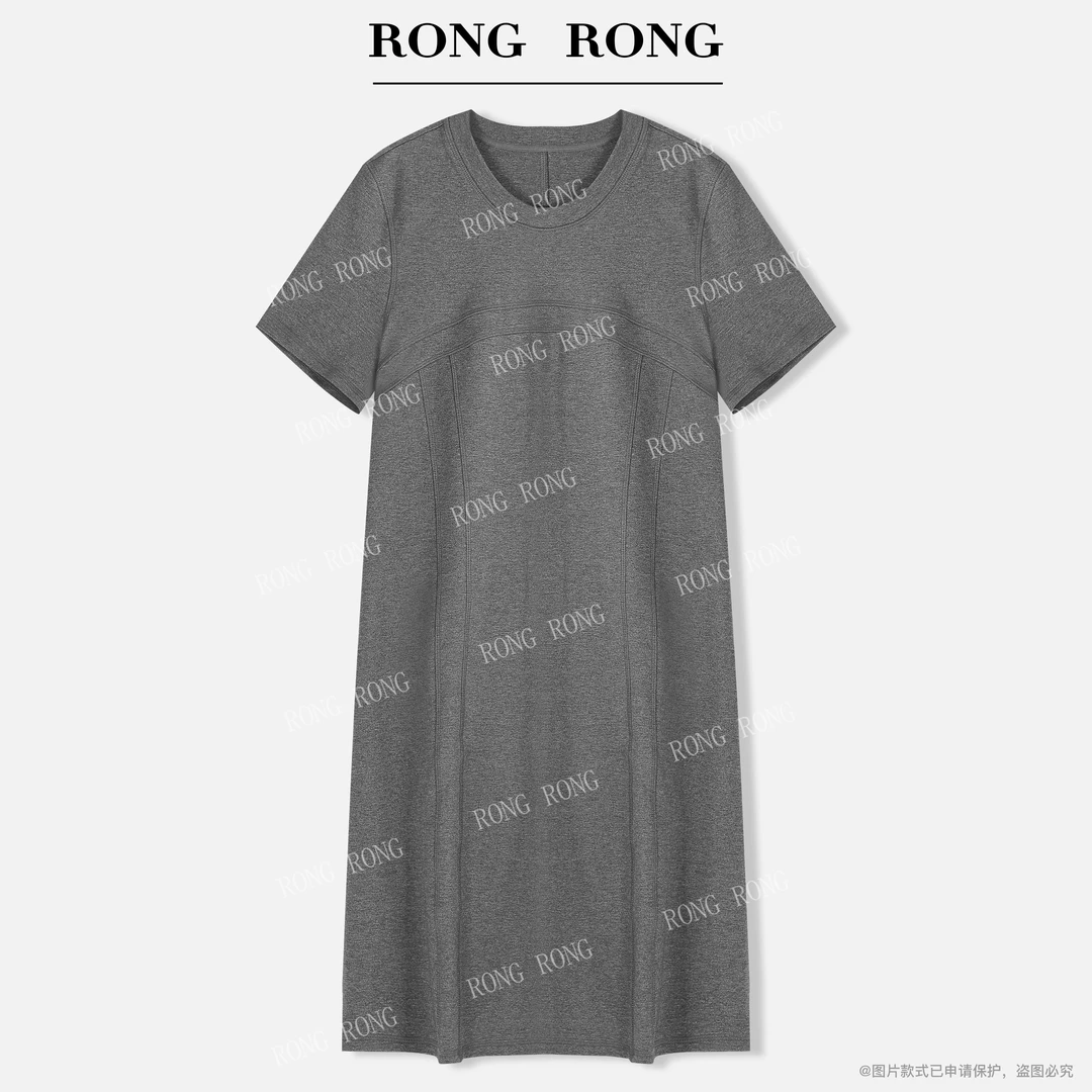 溶溶【浮岚暮野】RONGRONG 圆领修身剪裁拼接通勤风连衣裙YMX3697L