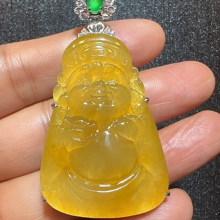 翡翠18K金镶嵌颈饰挂件