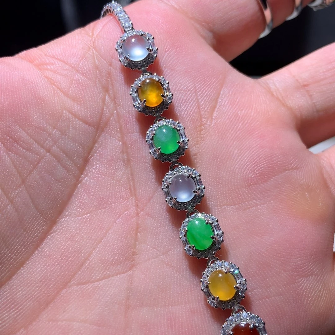 银S925镶嵌翡翠耳饰136