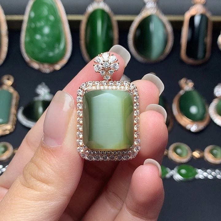 和田玉银S925镶嵌颈饰