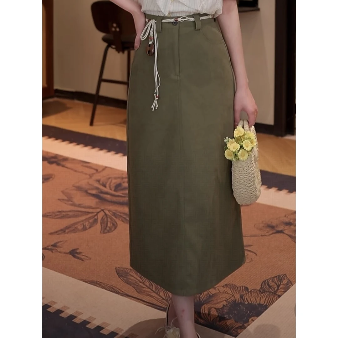 莹莹  25新款夏季高腰百搭新中式气质显瘦半身裙#4491