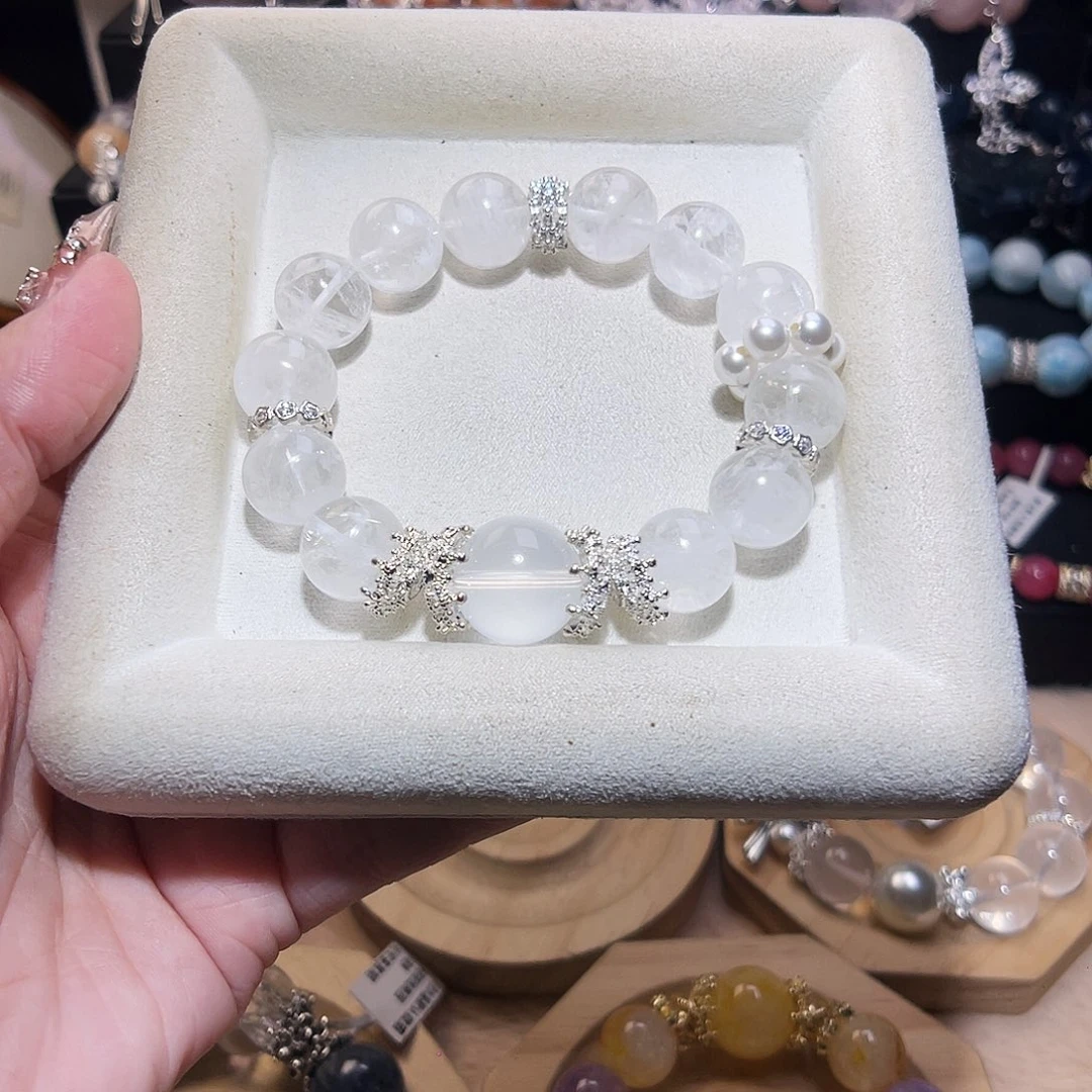 合金手链水晶雪花白幽灵