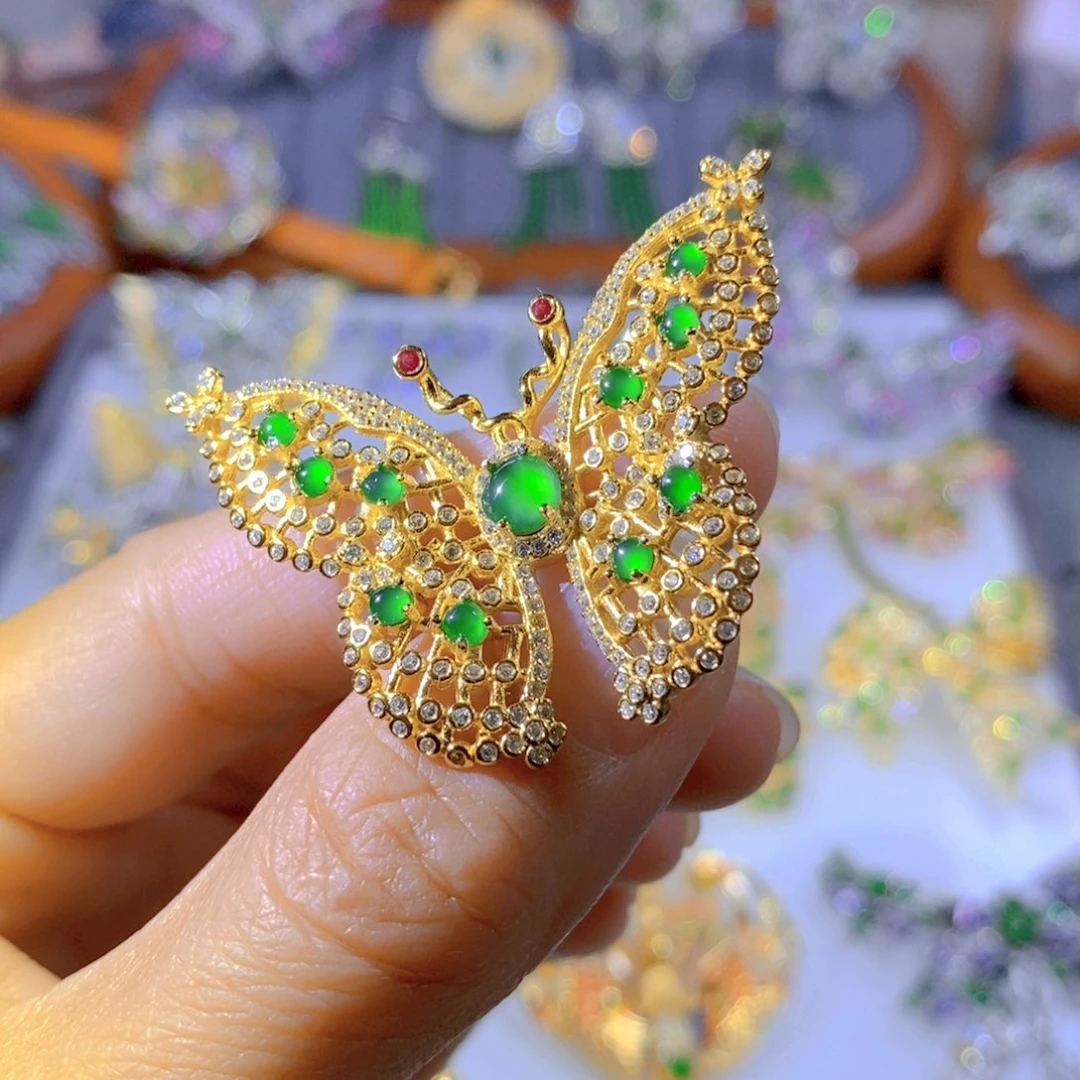 颈饰银S925镶嵌翡翠