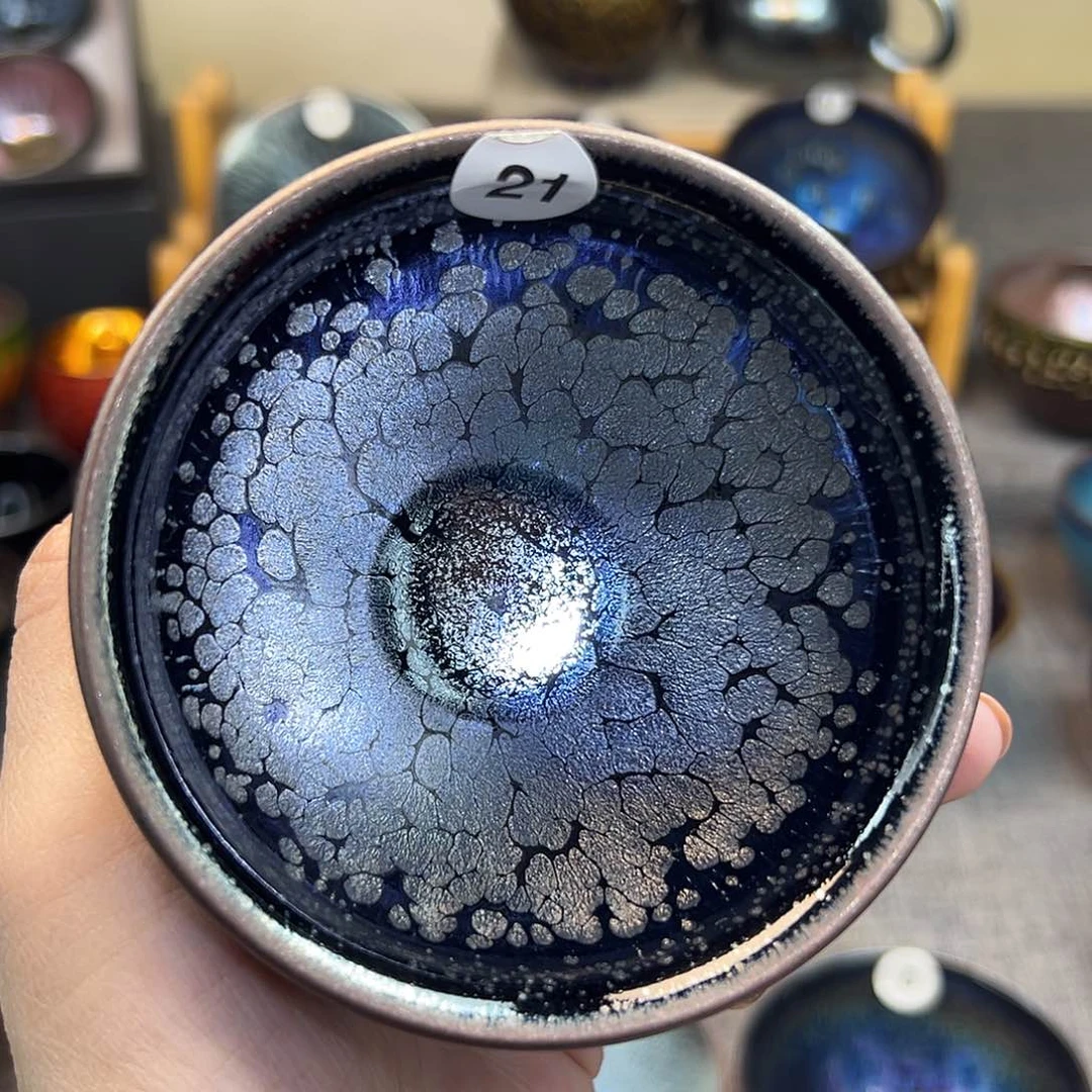 茶盏黑牡丹束口手工