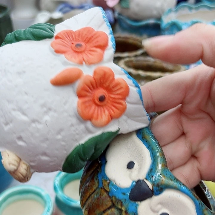 多肉绿植陶瓷花盆9.9包邮，有孔