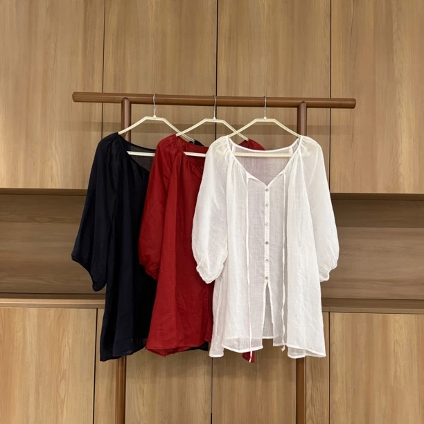 夏季新款七分袖苎麻开衫文艺复古宽松显瘦