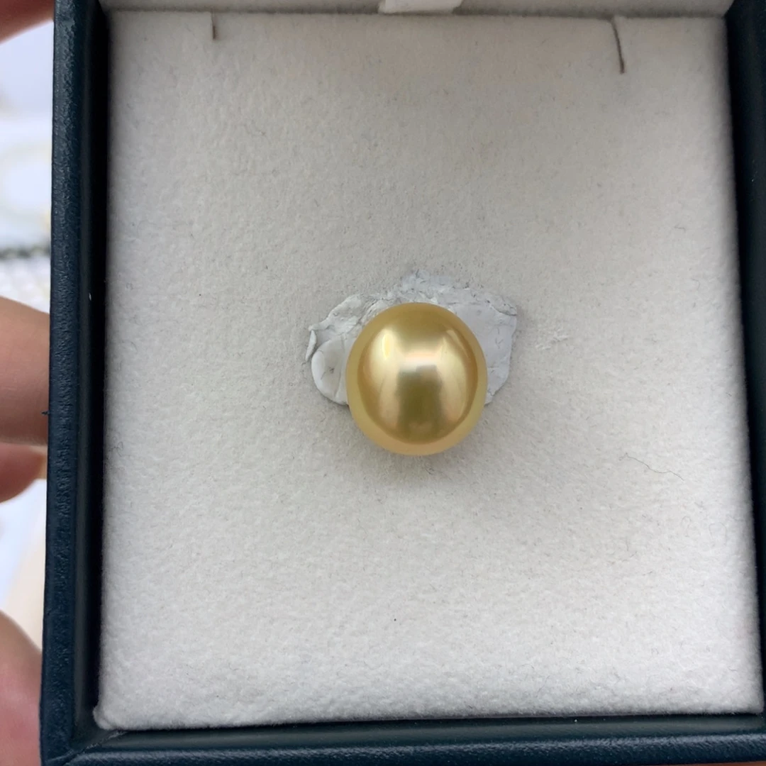 海水珍珠裸珠12.9mm炫彩金珠