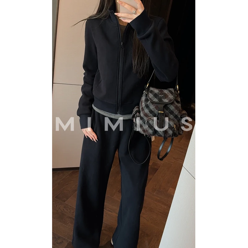 【mimius】七七 加绒加厚羊毛休闲立领卫衣外套+长裤 G10087