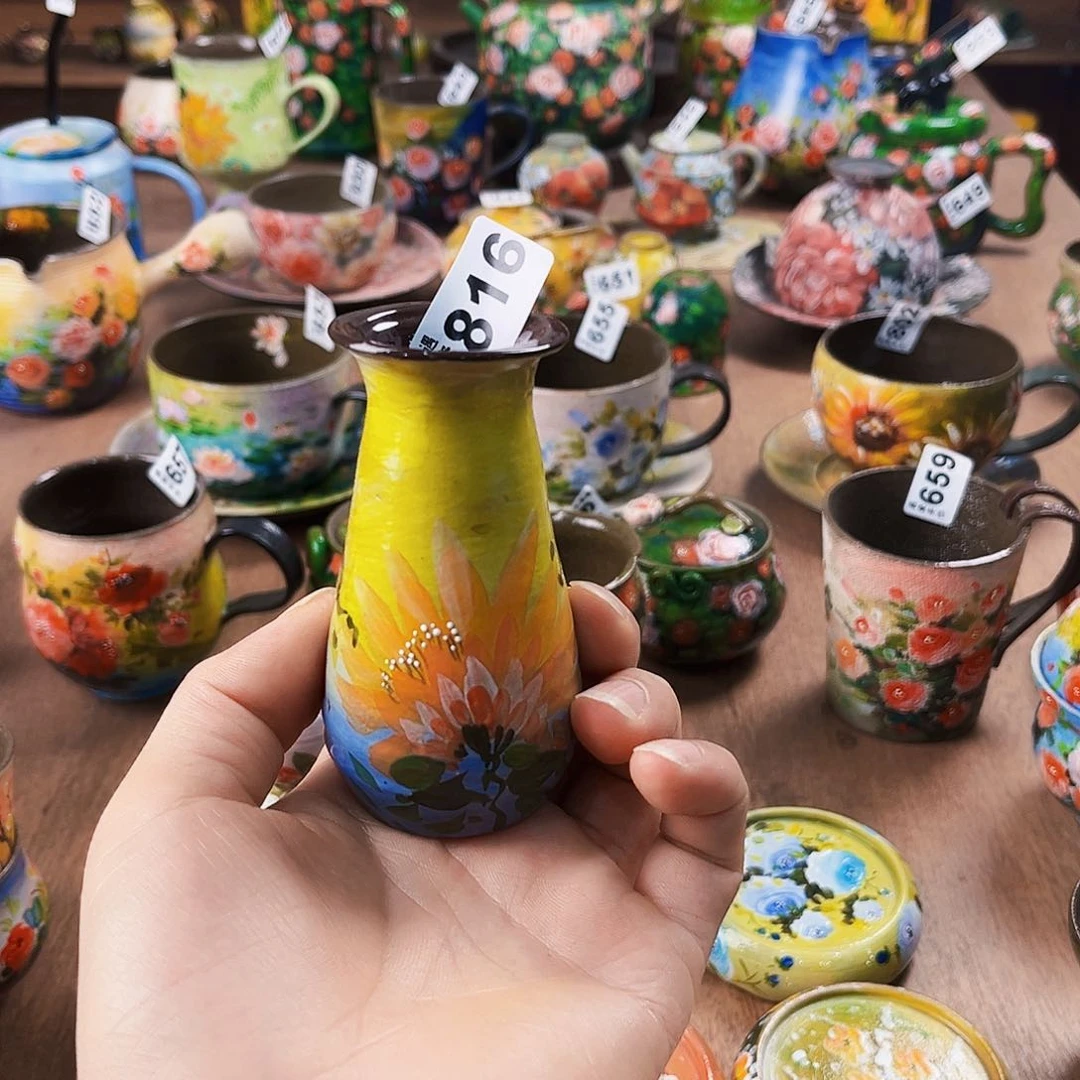 纯纯莫奈油画风茶盘纯纯莫奈油画风花瓶
