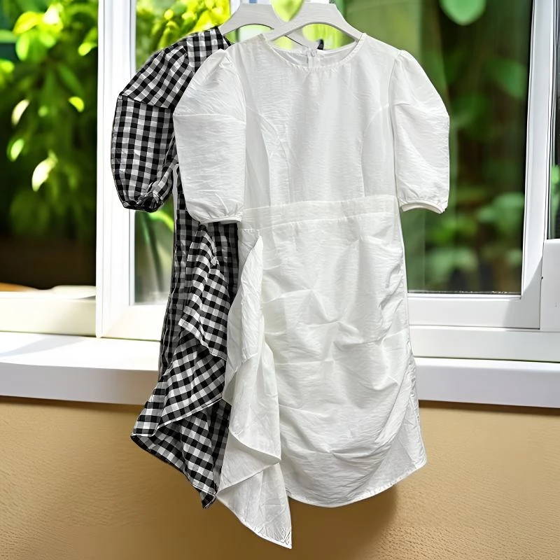 韩单法式小众设计款连衣裙女夏季性感可爱遮肉显瘦弹力a字裙