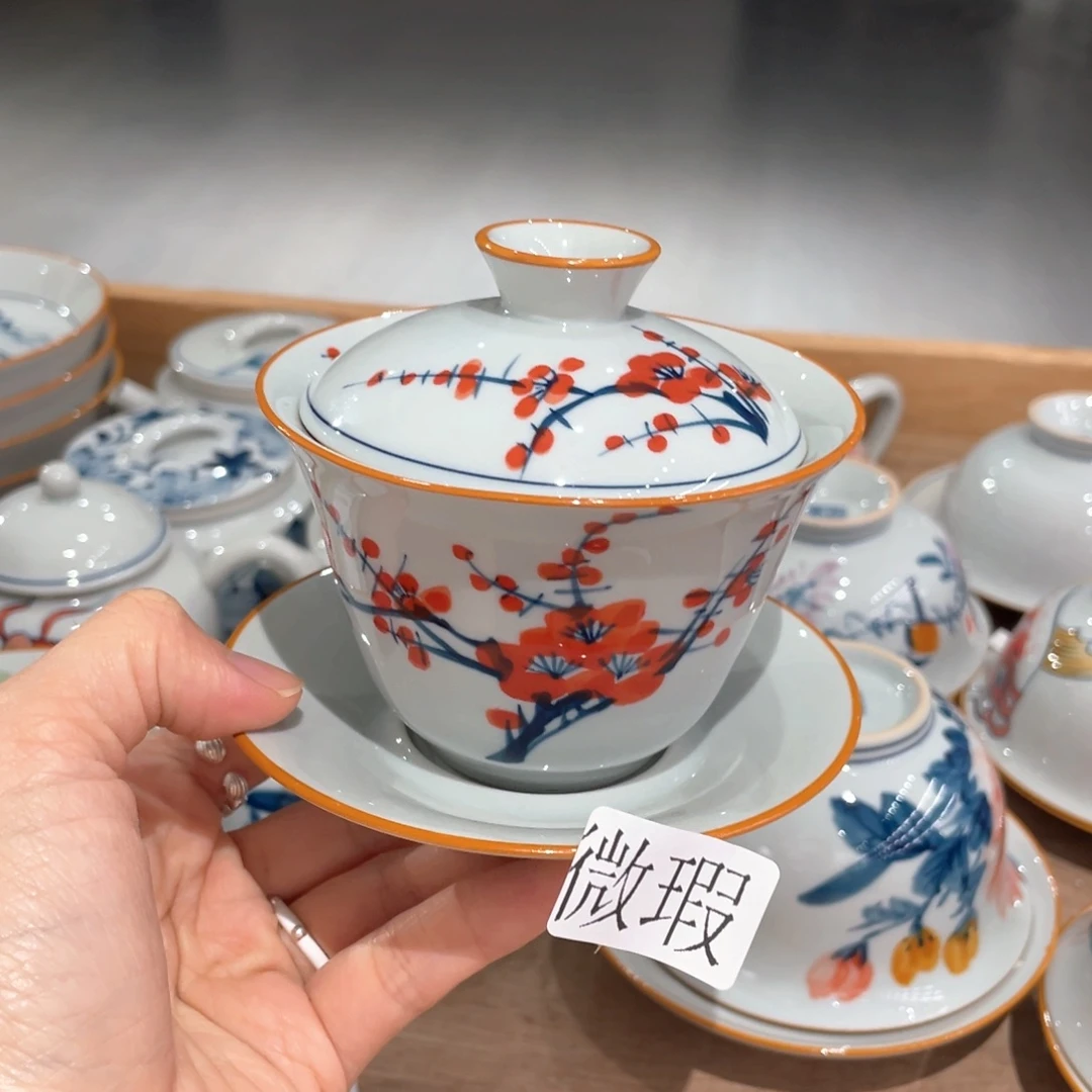 釉下彩纯手绘有瑕