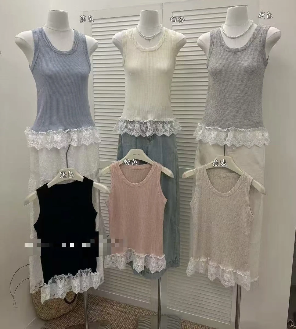 简约蕾丝针织背心 52013