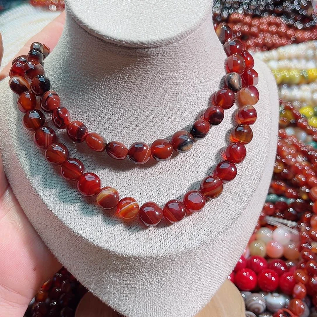 玛瑙/玉髓未镶嵌珠宝半成品梦幻玛瑙圆饼一条10x7mm