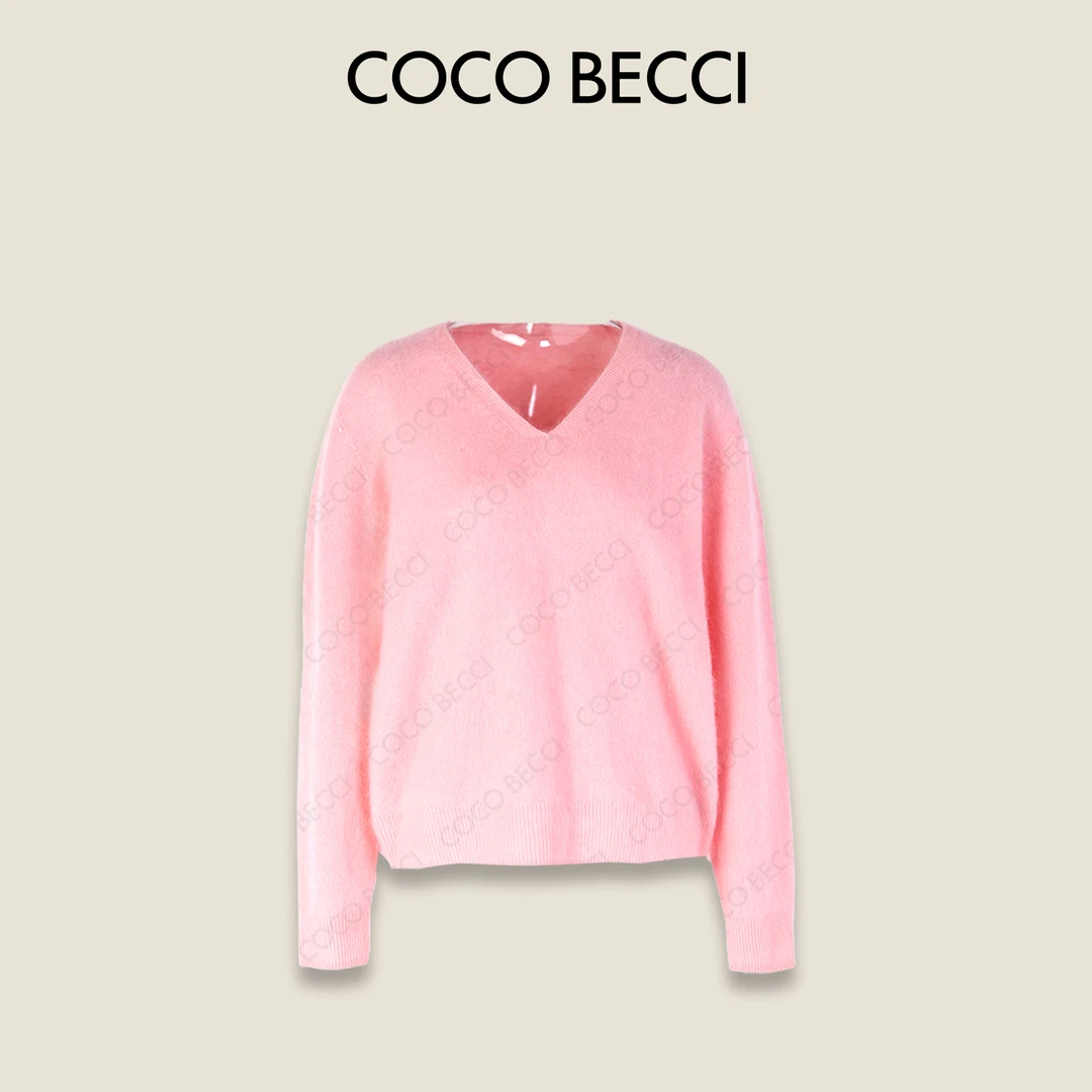 COCO BECCI【V领拉毛毛衣】超柔Q弹极简收腰针织衫CFXYC231102