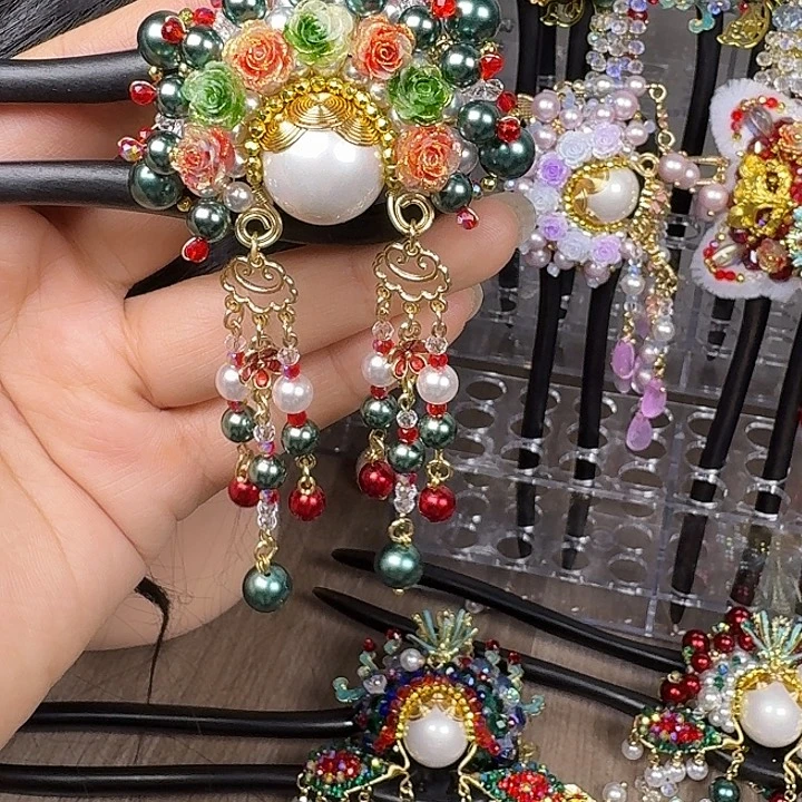 素***雅古风刀马旦发簪发饰