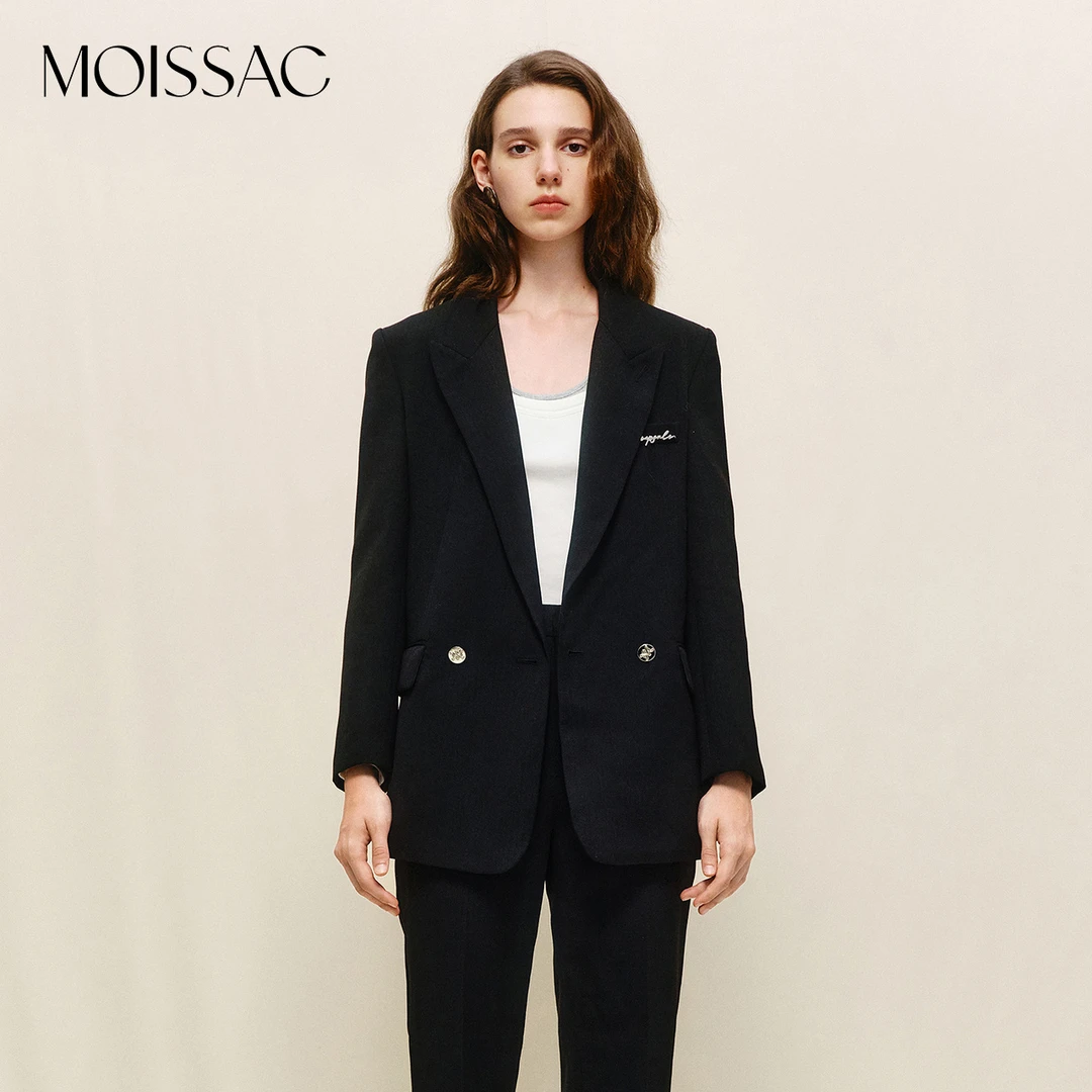 MOISSAC摩萨克2023冬绵羊毛粗花呢法式小香风短款外套女