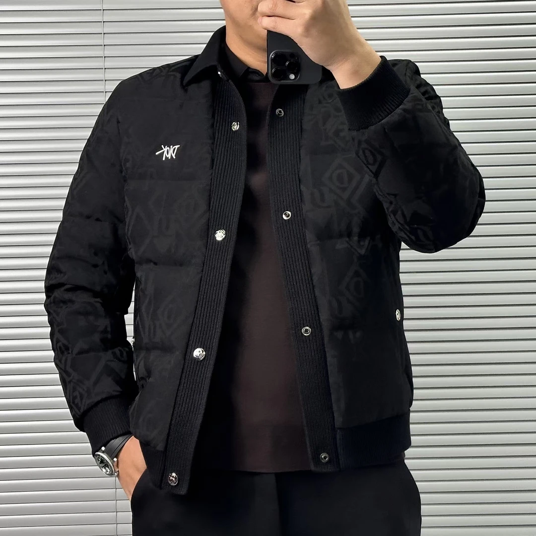 【绒子含量85%】字母提花暗纹设计欧货男士冬季休闲时尚羽绒服8610