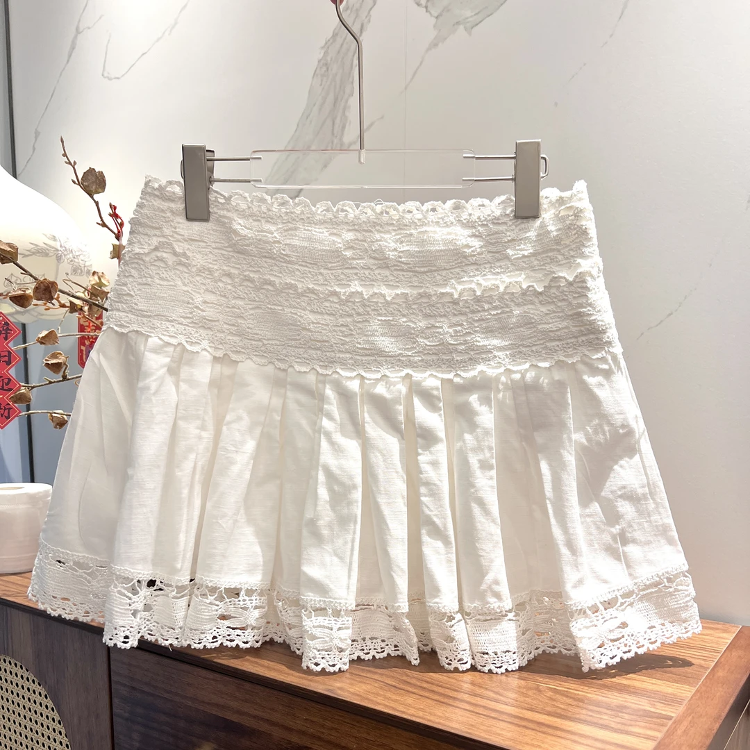 2店【云朵】未时梦 夏季时尚简约百搭轻奢白色短裙半身裙