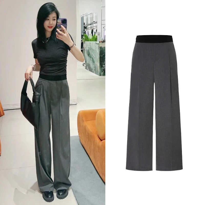 K9030【M】2025春季新品高腰简约直筒休闲裤时尚减龄通勤西装长裤