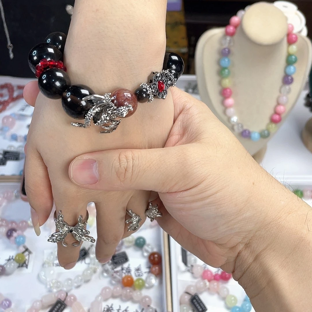 水晶手链银S925镀金镶嵌