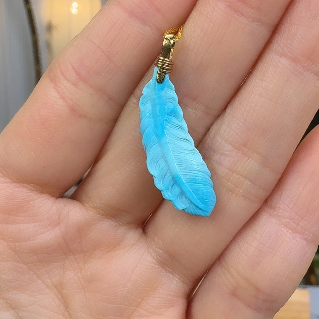 绿松石18K金镶嵌挂件