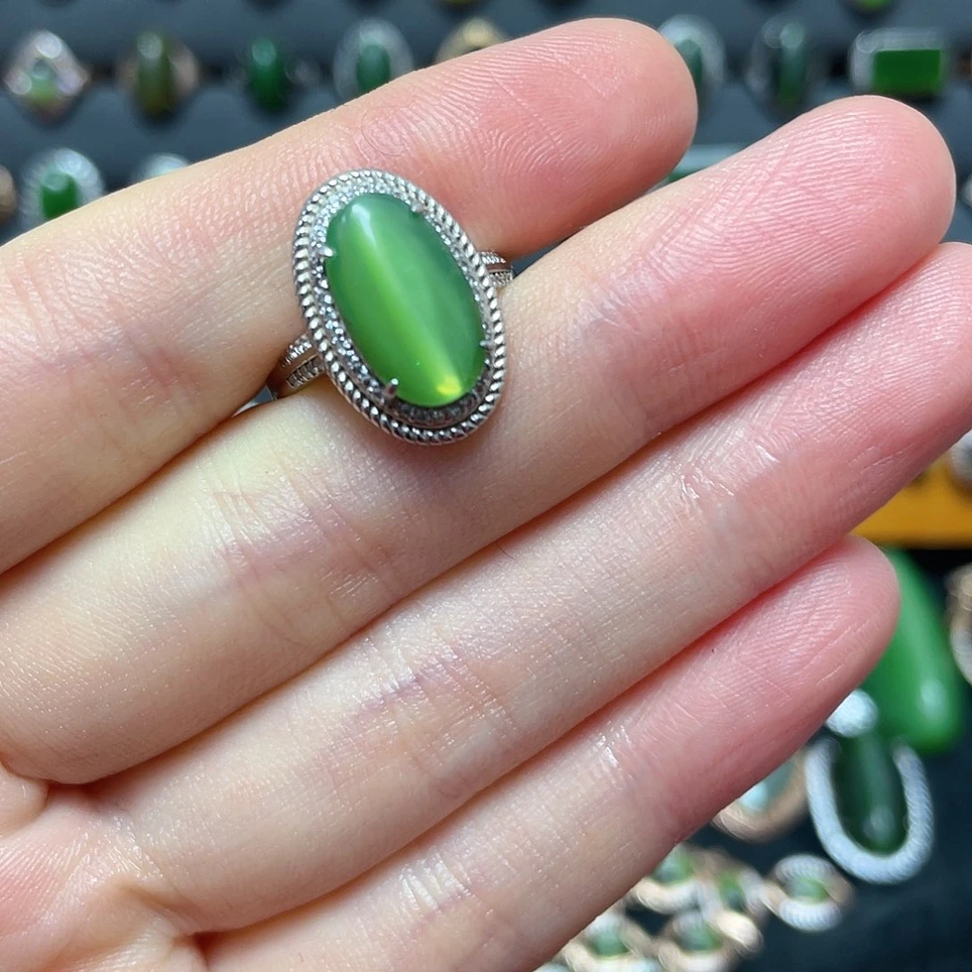 和田玉（碧玉）银S925镶嵌吊坠(不含链)