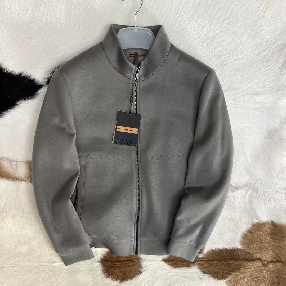 送人有面 外层9.8%羊毛 内里鹅绒 男士商务立领夹克羽绒外套6677