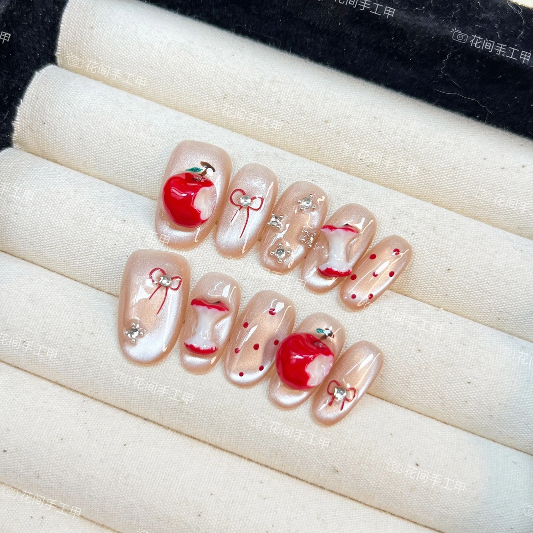 【苹果乐园】手工红苹果可爱穿戴式纯手工10片装美甲