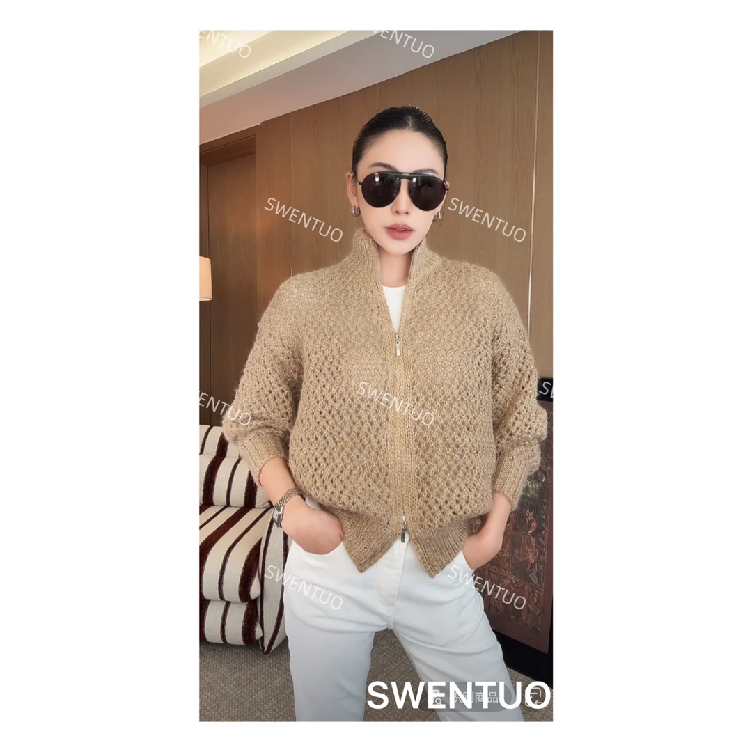 SWENTUO.高定系列-欧美【鎏金】小众设计款老钱风立领领金线毛衣