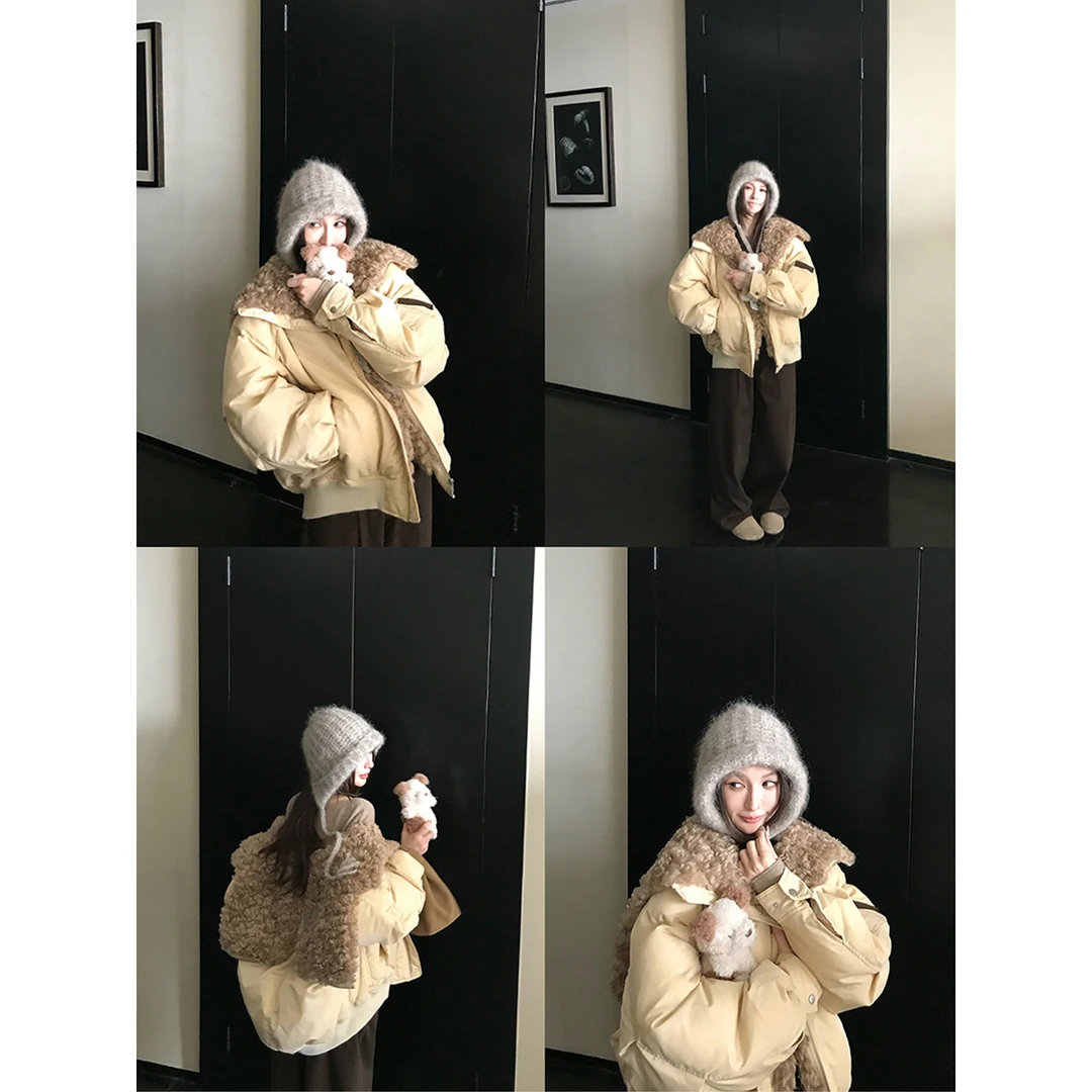 '天使之翼'买手店时髦欧尼加大可调节毛领连帽90白鸭绒派克羽绒服