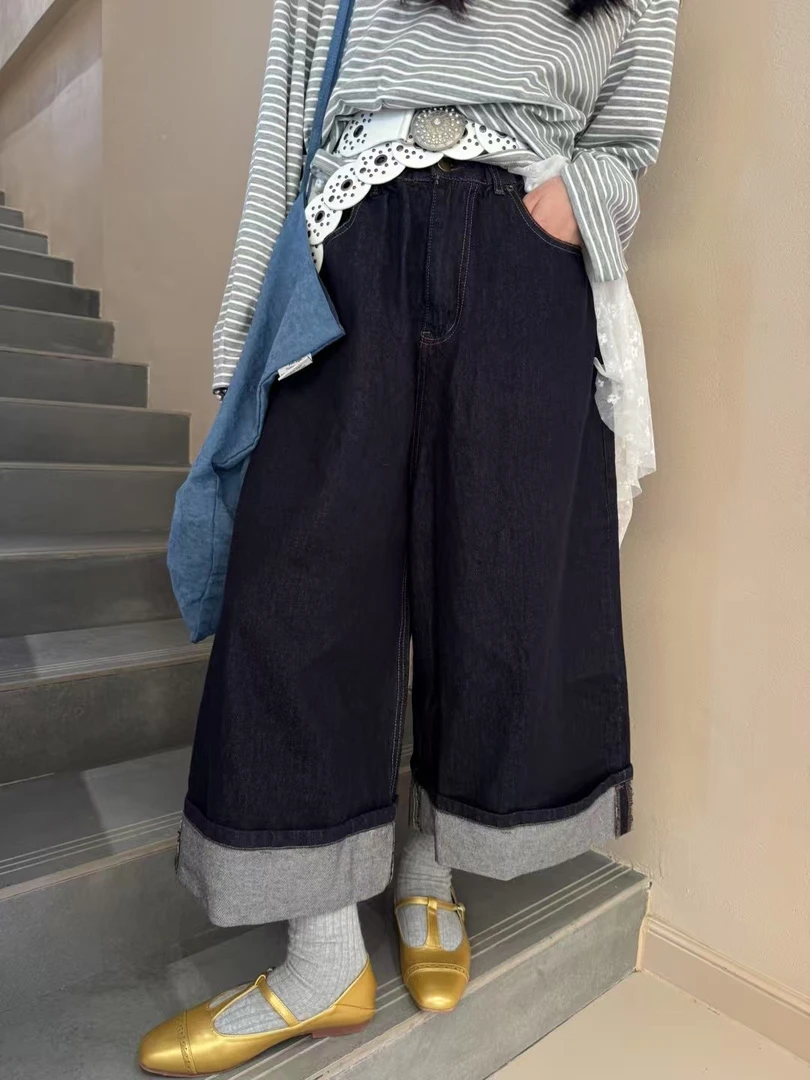 Coffee 小姐8分韩系ins显瘦阔腿牛仔时尚宽松韩版牛仔裤