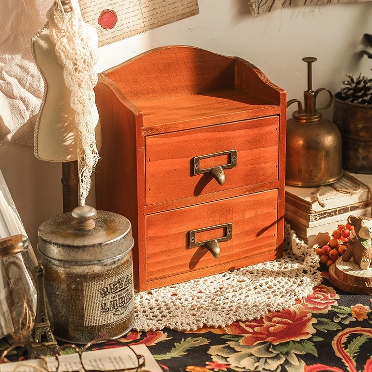 圆头两抽木质收纳柜办公桌木制置物架文具柜子多层抽屉办公室书桌