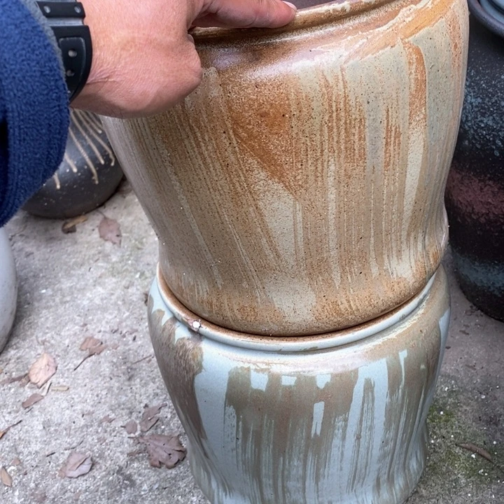 紫砂花盆?****༽高30口24瑕疵一对