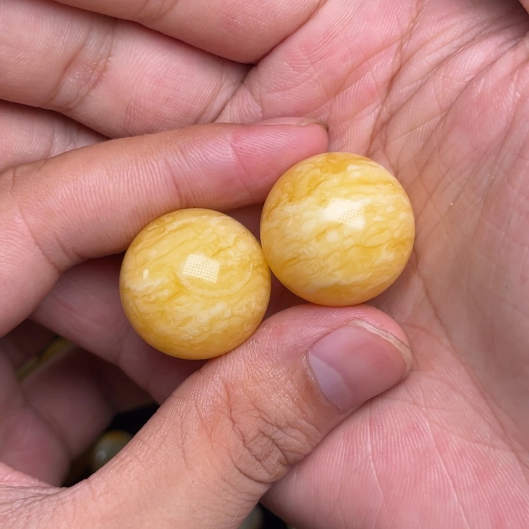夸***夸琥珀未镶嵌裸石蜜蜡焦皮虎皮千层一对23.8