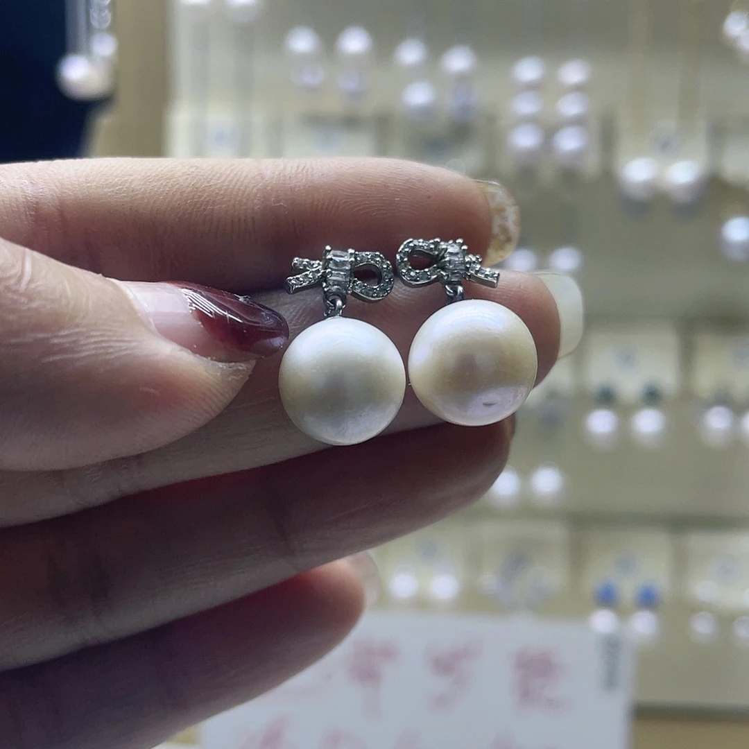 淡水珍珠耳饰银S925镶嵌