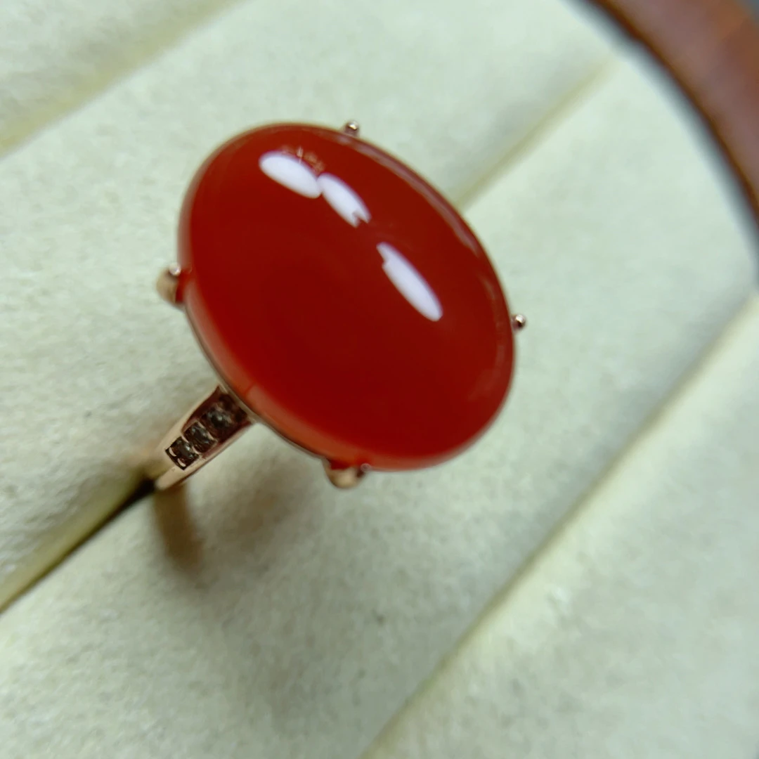 纯天然正品满色满肉柿子12✖️16蛋面戒指