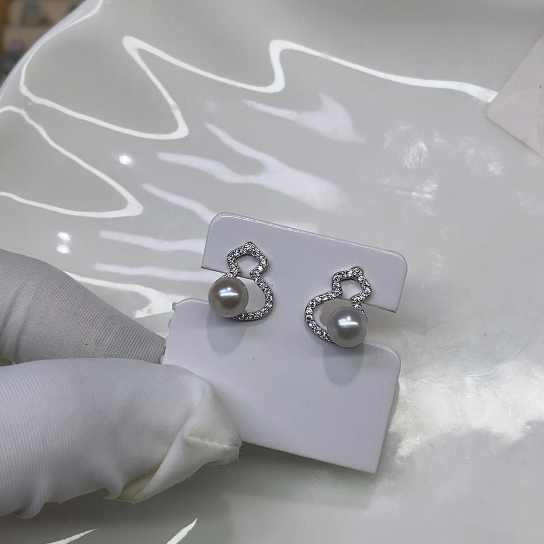 银S925镶嵌耳饰海水珍珠
