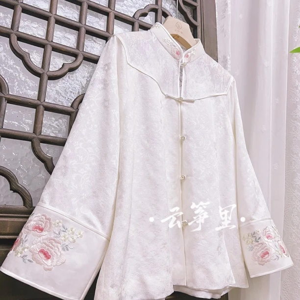 【成品上衣】桑蚕丝手工刺绣，手工缝边，中国风民国风绣花新中式