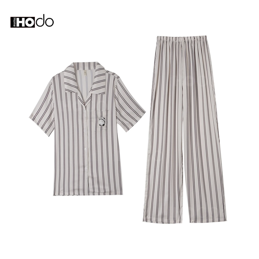 【大福专属】夏季新款睡衣女冰丝豹纹字母家居服套装HDYJH2433